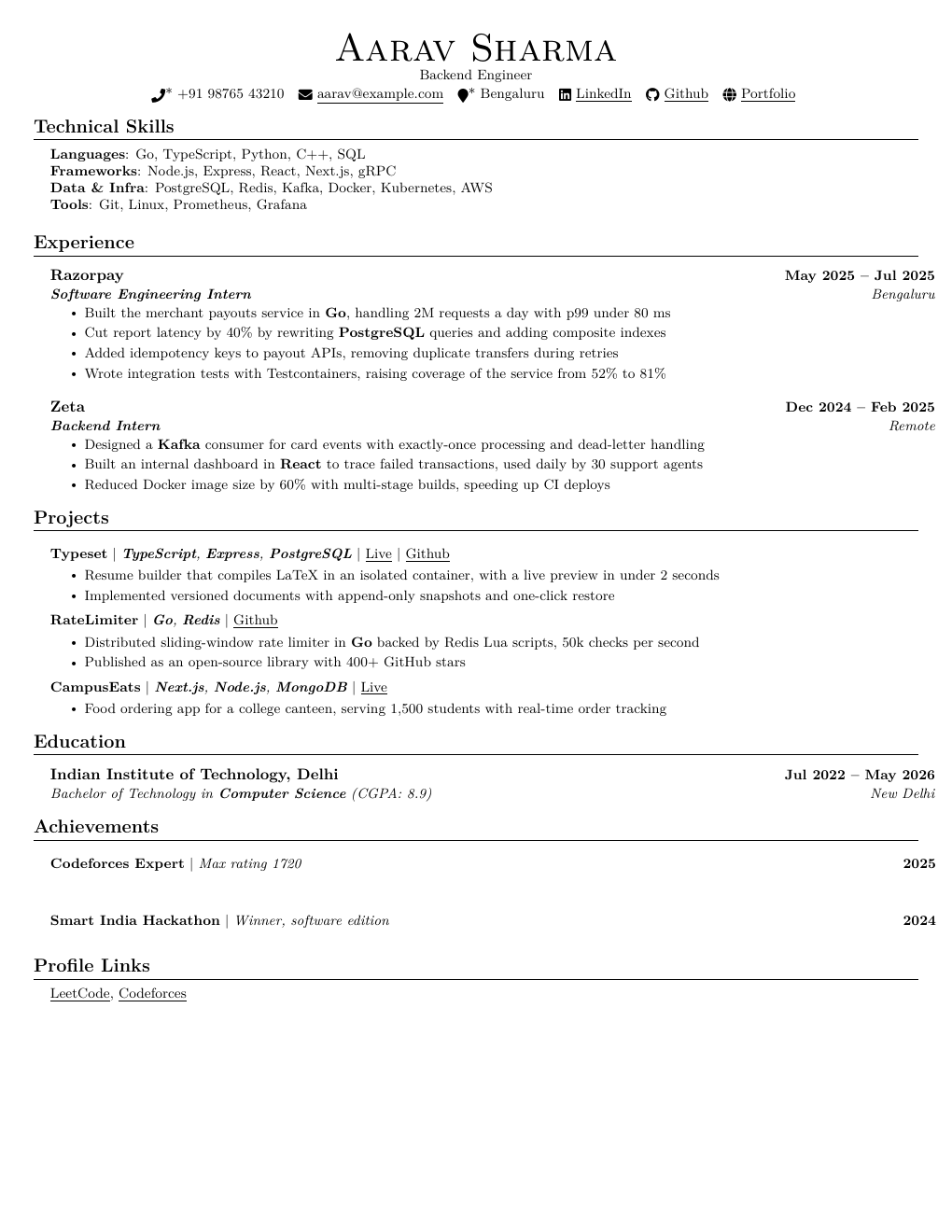 Developer template preview