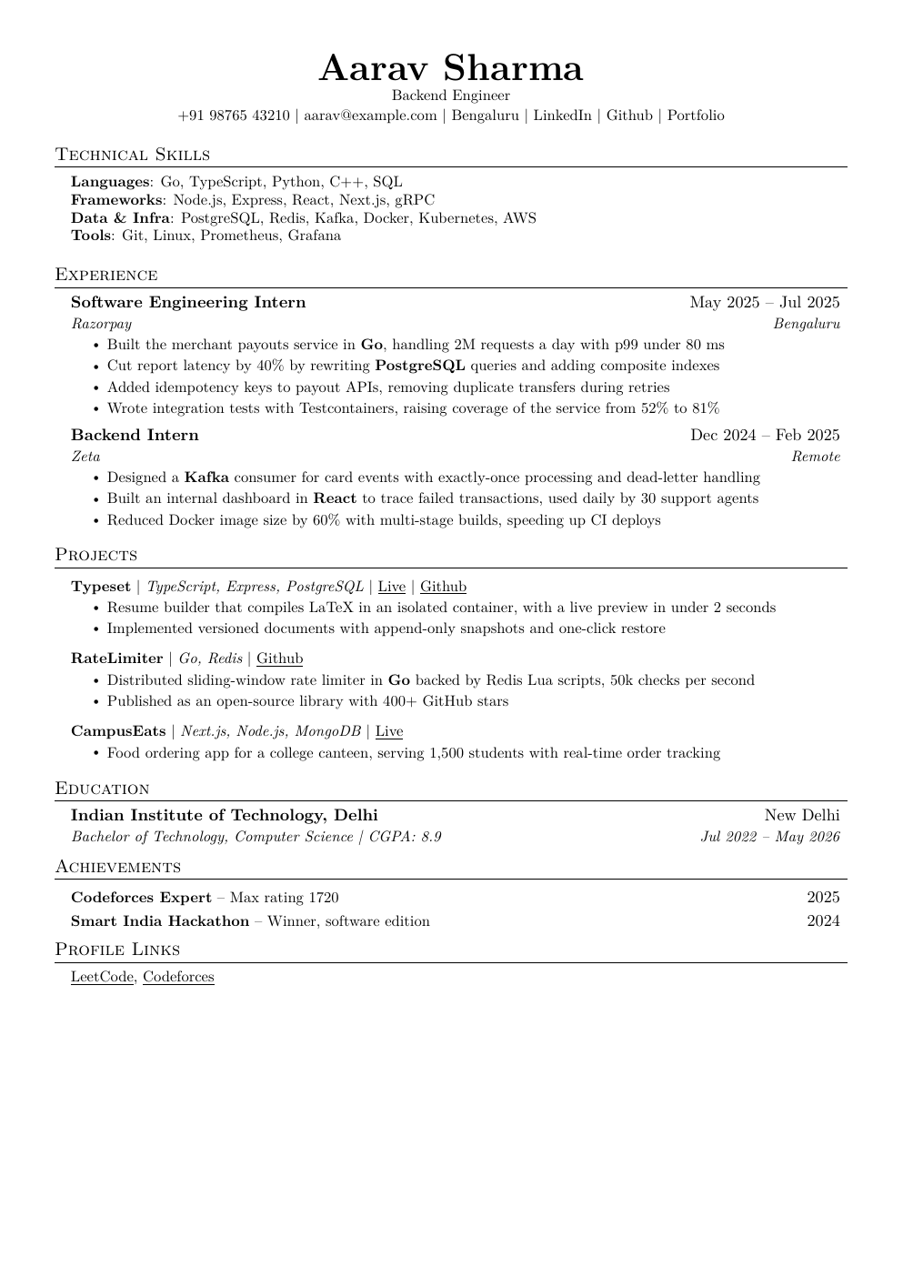 Jake's Resume template preview